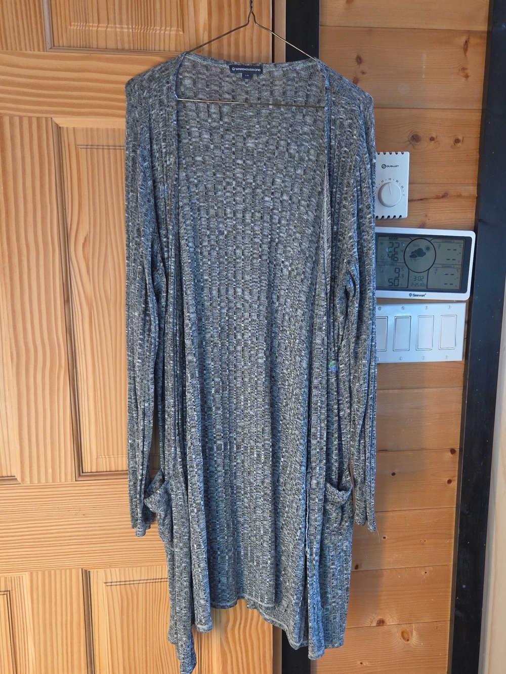 Cynthia Rowley Heather Gray Long Open-Front Knit Cardigan